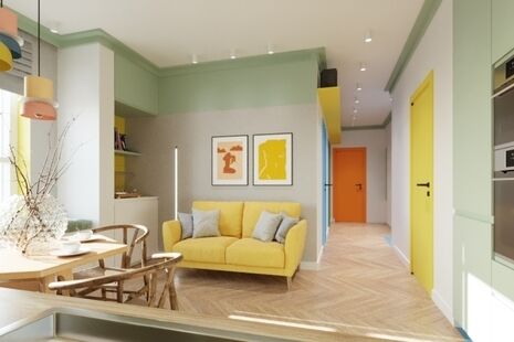 Фото № 3: Дизайн-проект четырехкомнатной квартиры 59.15  м² Стиль Эклектика для ЖК Тополя