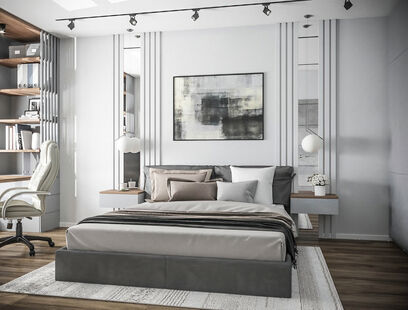 Фото № 1: Дизайн-проект однокомнатной квартиры 41.8  м² Современный стиль для ЖК Черная речка