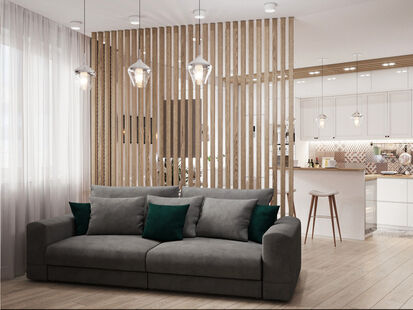 Фото № 6: Дизайн-проект трехкомнатной квартиры 82.5  м² Скандинавский стиль для ЖК Сколковский