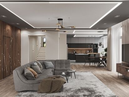 Фото № 1: Дизайн-проект дома/коттеджа 164.77  м² стиль Модернизм для этажа частного дома в пос. вешки