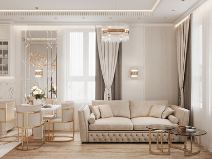 Фото № 1: Дизайн-проект трехкомнатной квартиры 59.5  м² Стиль Современная классика для ЖК Манифест