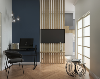 Фото № 1: Дизайн-проект двухкомнатной квартиры 37.81  м² Современный стиль для ЖК Левел Амурская