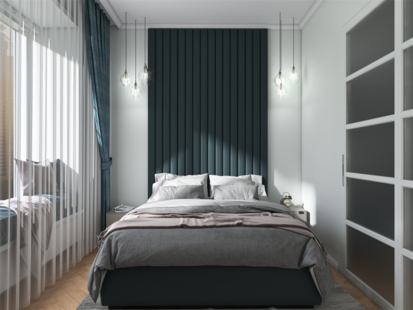 Фото № 6: Дизайн-проект двухкомнатной квартиры 37.81  м² Современный стиль для ЖК Левел Амурская