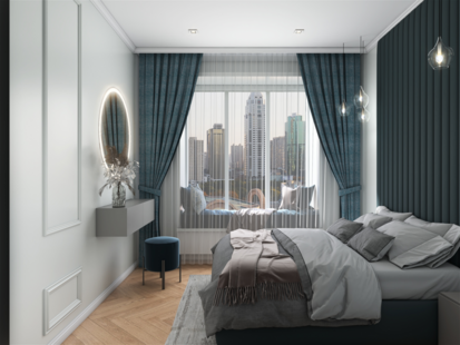 Фото № 5: Дизайн-проект двухкомнатной квартиры 37.81  м² Современный стиль для ЖК Левел Амурская