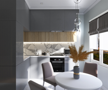 Фото № 2: Дизайн-проект двухкомнатной квартиры 37.81  м² Современный стиль для ЖК Левел Амурская