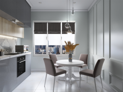 Фото № 3: Дизайн-проект двухкомнатной квартиры 37.81  м² Современный стиль для ЖК Левел Амурская