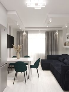 Фото № 2: Дизайн-проект кухни-гостиной 17.6  м² Современный стиль для ЖК Эммануил