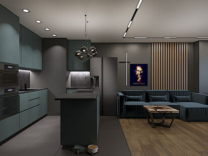 Фото № 3: Дизайн-проект двухкомнатной квартиры 68.2  м² Стиль Лофт для ЖК Дом на Энтузиастов