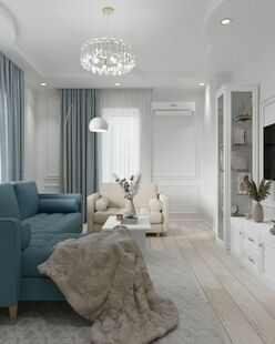 Фото № 2: Дизайн-проект двухкомнатной квартиры 64.24  м² Стиль Современная классика для ЖК Филатов Луг