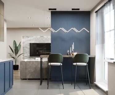 Фото № 1: Дизайн-проект однокомнатной квартиры 41.54  м² стиль Модернизм для ЖК Мир Митино