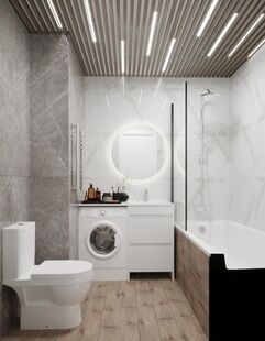 Фото № 2: Дизайн-проект однокомнатной квартиры 41.54  м² стиль Модернизм для ЖК Мир Митино