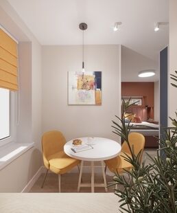 Фото № 6: Дизайн-проект однокомнатной квартиры 21.96  м² Стиль Контемпорари для апарт-комплекса в сокольниках