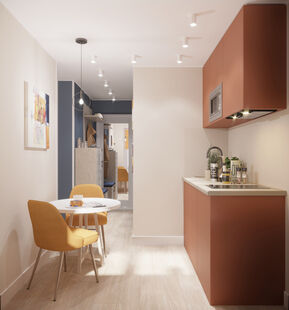 Фото № 4: Дизайн-проект однокомнатной квартиры 21.96  м² Стиль Контемпорари для апарт-комплекса в сокольниках