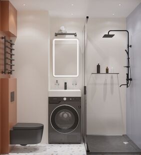 Фото № 2: Дизайн-проект однокомнатной квартиры 21.96  м² Стиль Контемпорари для апарт-комплекса в сокольниках