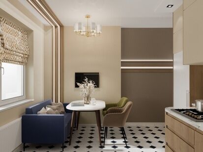 Фото № 5: Дизайн-проект двухкомнатной квартиры 71.18  м² стиль Модернизм для ЖК в г. Калининград