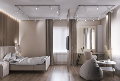 Фото № 6: Дизайн-проект двухкомнатной квартиры 54.8  м² Современный стиль для ЖК Спутник