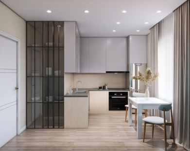 Фото № 2: Дизайн-проект двухкомнатной квартиры 54.8  м² Современный стиль для ЖК Спутник