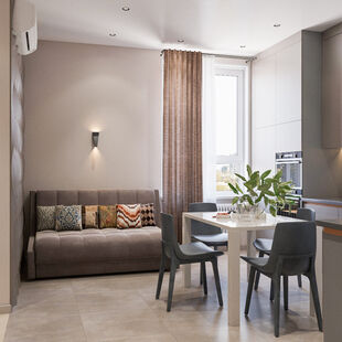 Фото № 3: Дизайн-проект четырехкомнатной квартиры 76.7  м² Стиль Контемпорари для ЖК Скандинавия