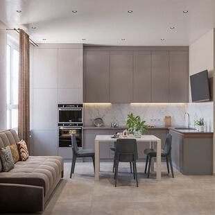 Фото № 2: Дизайн-проект четырехкомнатной квартиры 76.7  м² Стиль Контемпорари для ЖК Скандинавия