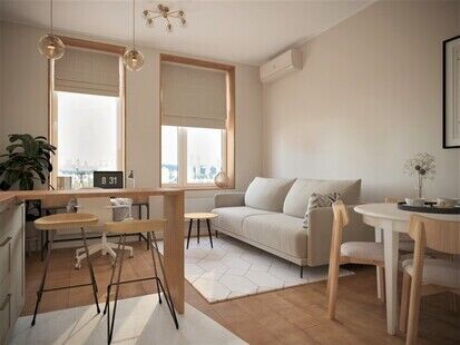 Фото № 1: Дизайн-проект двухкомнатной квартиры 42.96  м² Стиль Контемпорари для ЖК Невский