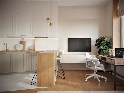 Фото № 6: Дизайн-проект двухкомнатной квартиры 42.96  м² Стиль Контемпорари для ЖК Невский