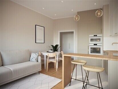 Фото № 4: Дизайн-проект двухкомнатной квартиры 42.96  м² Стиль Контемпорари для ЖК Невский