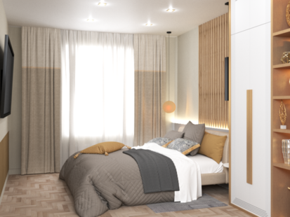 Фото № 4: Дизайн-проект четырехкомнатной квартиры 93.1  м² Стиль Контемпорари для ЖК Спортивный