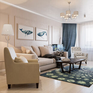 Фото № 1: Дизайн-проект трехкомнатной квартиры 92.3  м² Стиль Модернизм для ЖК Юго-Западный