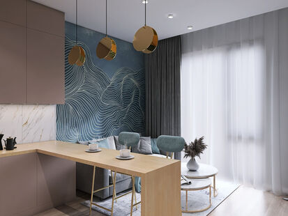 Фото № 3: Дизайн-проект двухкомнатной квартиры 58.48  м² стиль Модернизм для ЖК Геометрия