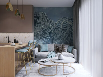 Фото № 5: Дизайн-проект двухкомнатной квартиры 58.48  м² стиль Модернизм для ЖК Геометрия