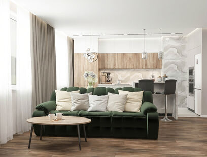 Фото № 5: Дизайн-проект двухкомнатной квартиры 67.7  м² стиль Модернизм для ЖК Настроение