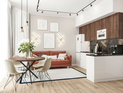 Фото № 1: Дизайн-проект трехкомнатной квартиры 55.8  м² стиль Модернизм для ЖК в г. Санкт-Петербург