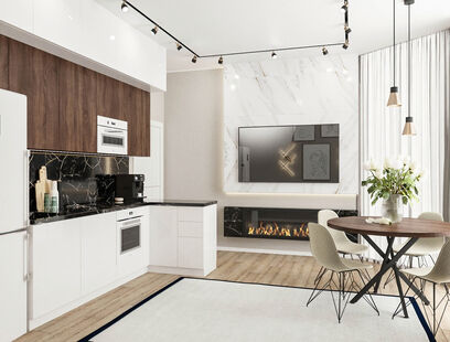 Фото № 2: Дизайн-проект трехкомнатной квартиры 55.8  м² стиль Модернизм для ЖК в г. Санкт-Петербург