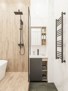 Фото № 6: Дизайн-проект трехкомнатной квартиры 55.8  м² стиль Модернизм для ЖК в г. Санкт-Петербург