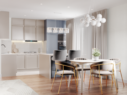 Фото № 6: Дизайн-проект двухкомнатной квартиры 63.65  м² стиль Модернизм для ЖК Московский