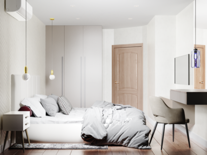 Фото № 4: Дизайн-проект двухкомнатной квартиры 63.65  м² стиль Модернизм для ЖК Московский