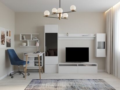 Фото № 4: Дизайн-проект двухкомнатной квартиры 58.25  м² Современный стиль для ЖК Московский