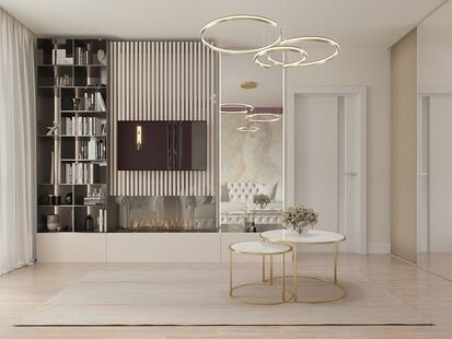 Фото № 1: Дизайн-проект однокомнатной квартиры 31.2  м² Стиль Современная классика для ЖК Московский