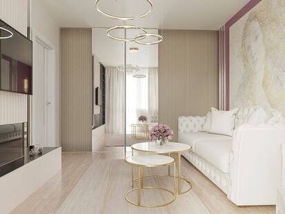 Фото № 4: Дизайн-проект однокомнатной квартиры 31.2  м² Стиль Современная классика для ЖК Московский