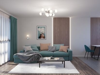 Фото № 5: Дизайн-проект четырехкомнатной квартиры 92.85  м² Стиль Контемпорари для ЖК Озерный Парк