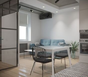 Фото № 1: Дизайн-проект однокомнатной квартиры 39.9  м² Современный стиль Пороект выполнен для ЖК Гагарина 23а