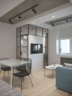 Фото № 4: Дизайн-проект однокомнатной квартиры 39.9  м² Современный стиль Пороект выполнен для ЖК Гагарина 23а