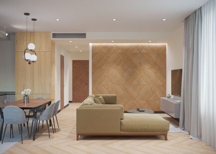 Фото № 2: Дизайн-проект четырехкомнатной квартиры 119.5  м² Современный стиль Пороект выполнен для ЖК Свой