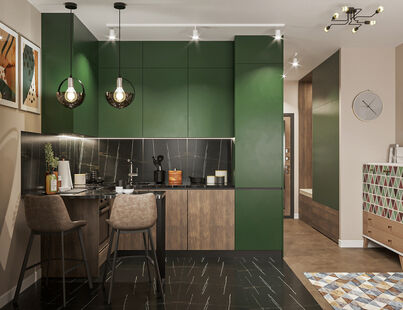 Фото № 1: Дизайн-проект квартиры-студии 25.3  м² Современный стиль Пороект выполнен для ЖК Тополя