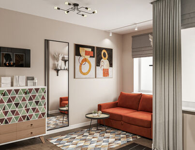 Фото № 5: Дизайн-проект квартиры-студии 25.3  м² Современный стиль Пороект выполнен для ЖК Тополя