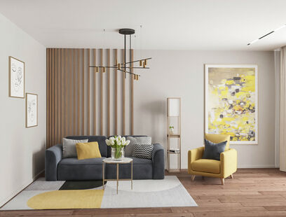 Фото № 1: Дизайн-проект двухкомнатной квартиры 70.2  м² Современный стиль Пороект выполнен для ЖК Образцовый квартал 6