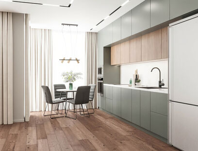 Фото № 4: Дизайн-проект двухкомнатной квартиры 70.2  м² Современный стиль Пороект выполнен для ЖК Образцовый квартал 6