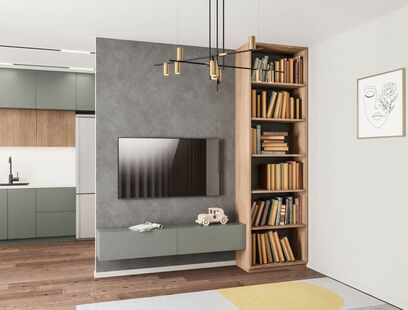 Фото № 6: Дизайн-проект двухкомнатной квартиры 70.2  м² Современный стиль Пороект выполнен для ЖК Образцовый квартал 6