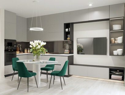 Фото № 5: Дизайн-проект трехкомнатной квартиры 76.5  м² стиль Модернизм Пороект выполнен для ЖК Дискавери Парк