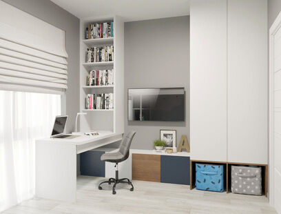 Фото № 2: Дизайн-проект трехкомнатной квартиры 76.5  м² стиль Модернизм Пороект выполнен для ЖК Дискавери Парк